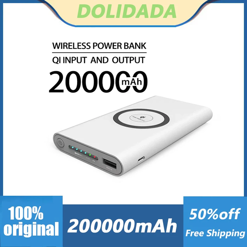 

200000mAh Qi Wireless Charger Power Bank External Battery Pack Wireless Charging Powerbank For iPhone11 X Xiaomi Power Bank Qi
