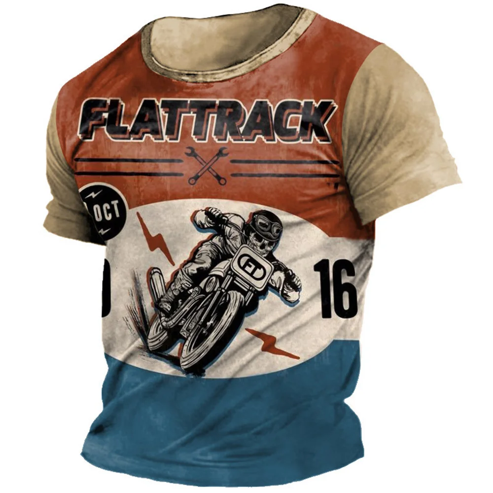 

Vintage Motorcycle T Shirts For Men 3D Racing Loose Short Sleeve Tops Streetwear Men's Biker T-shirt Oversized Tee Shirts 6XL