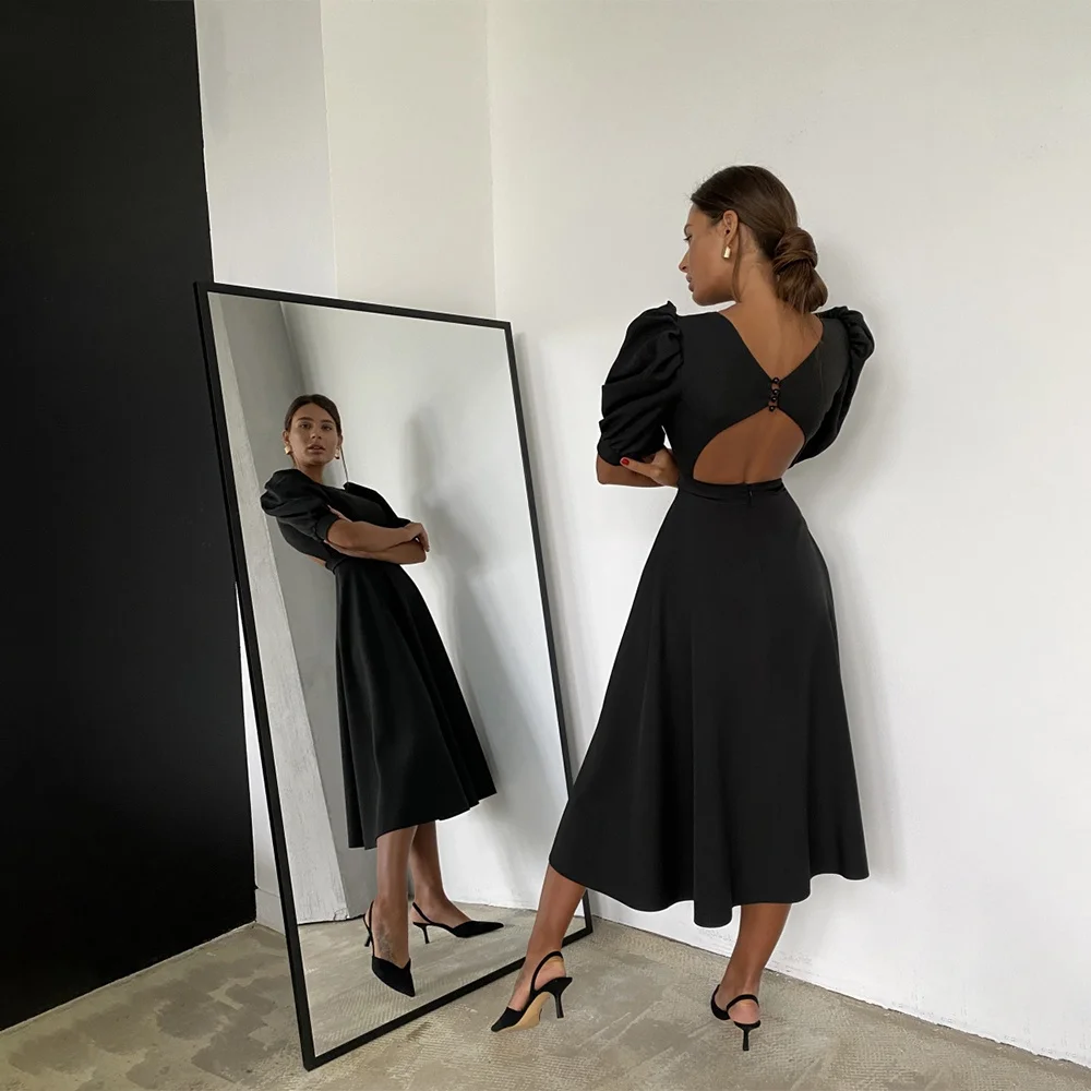 

Женское платье-миди с открытой спиной, а-силуэт