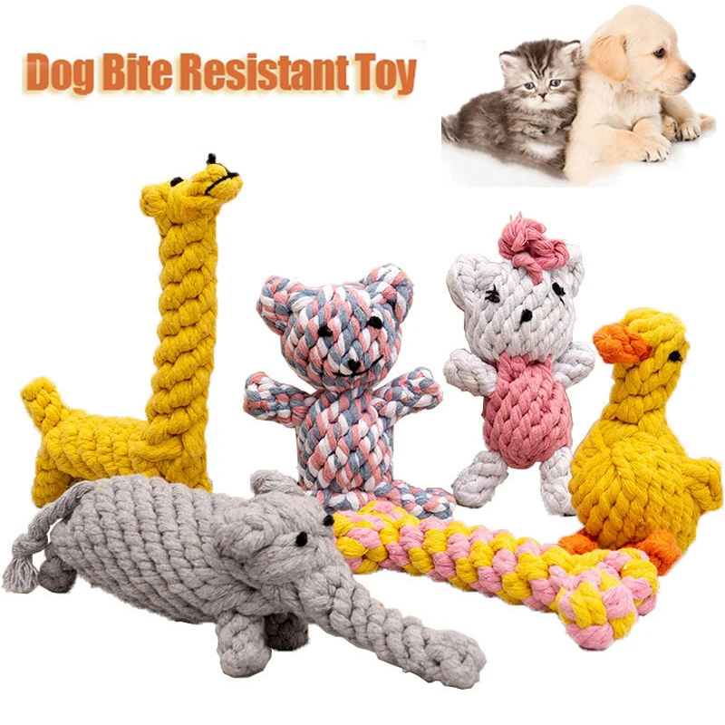 

Puppy Chew Toys Bite Resistant Pet Dog Cotton Rope Knot Toy for Aggressive Chewers Small/Medium Dogs Teeth Cleaning Supplies