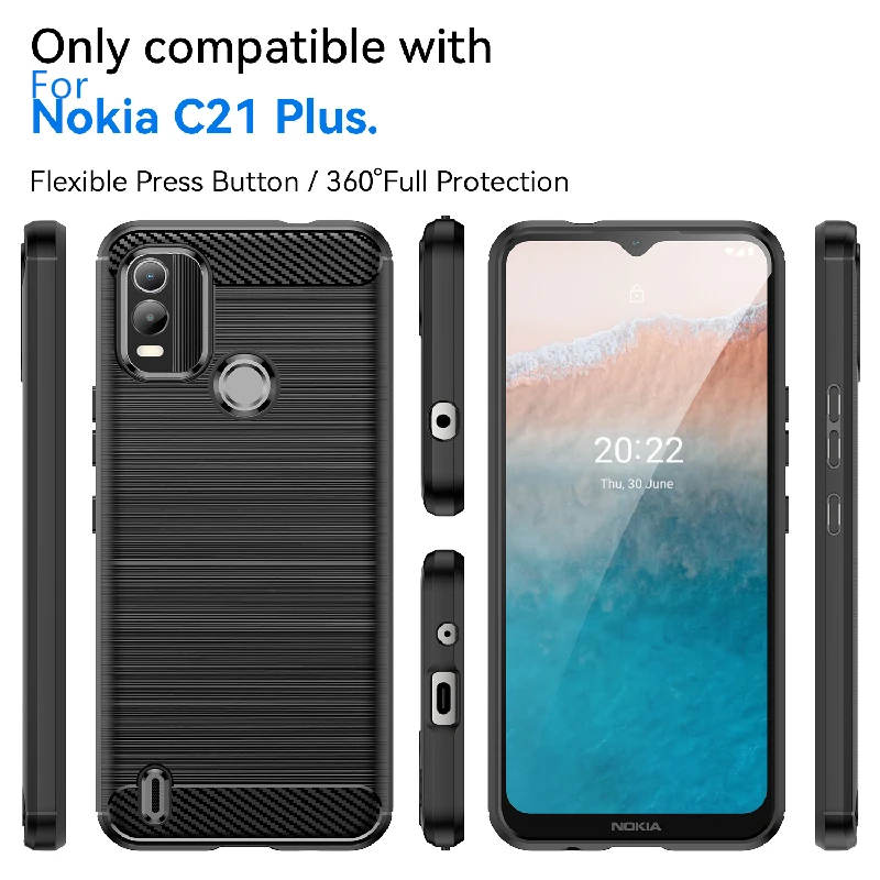 Чехол для Nokia C21 Plus чехол противоударный мягкий из ТПУ и углеродного волокна C 21