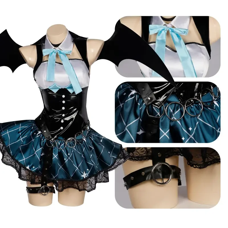 Фото Аниме Demon Miku костюмы для косплея женское сексуальное платье костюм с крыльями Мику милая униформа дьявола с хвостом Хэллоуин карнавальная вечеринка Clo #   1 №2