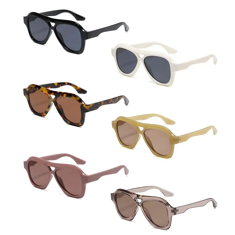 Модные солнцезащитные очки с двойной перемычкой и защитой UV400 большие Y2K черного