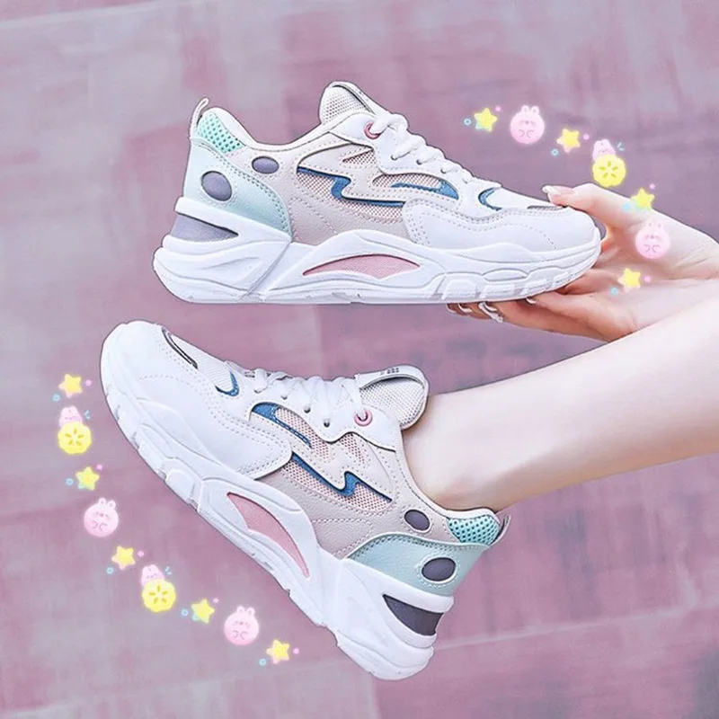 

Fashion Women Sneakers Ins Breathable Mesh Woman Casual Shoes 2022 New Student Sports Running Shoe Ladies White Vulcanized Shoes