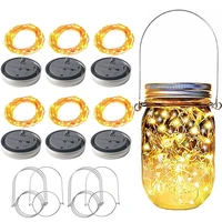 10 1pcs 20leds 10leds solar mason jar lights string fairy firefly lamp lids with handles for wedding christmas tree garden decor