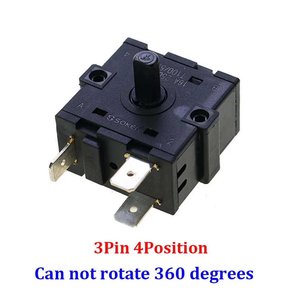 YUXI 1 шт. ЭЛЕКТРИЧЕСКИЙ КОМНАТНЫЙ обогреватель, 3 положения, 4 положения, 3 контакта, 5-контактный поворотный переключатель, переключатель переменного тока, 250 В, 16 А, RT222