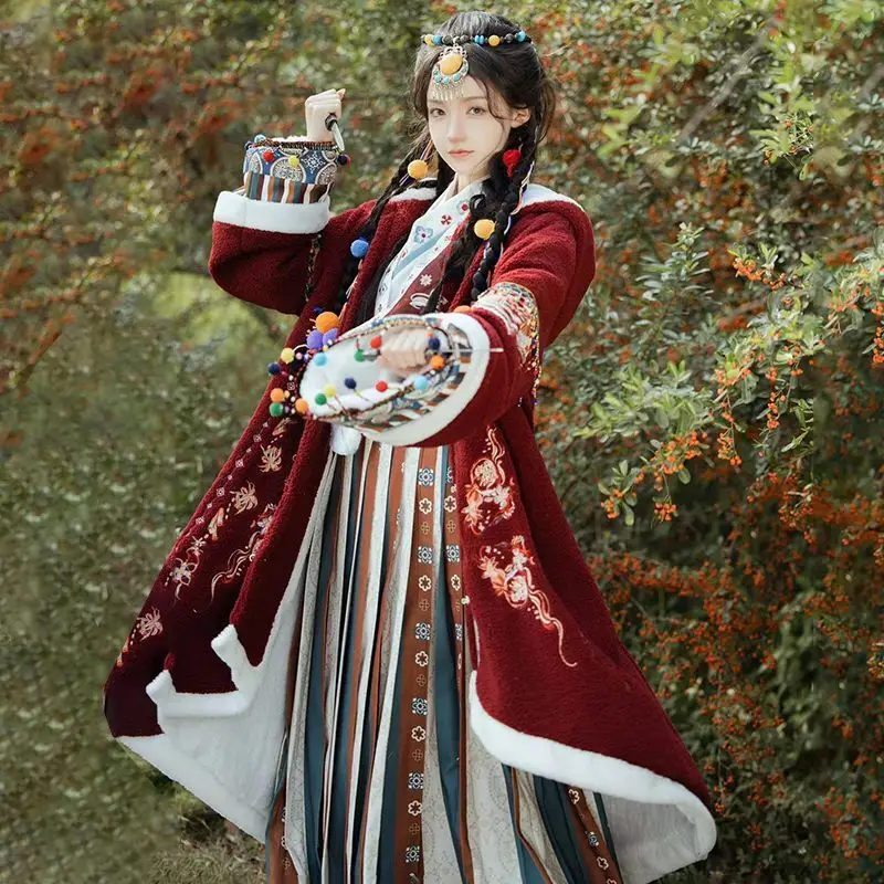 

Winter Thicken Hanfu Sets Hanfu Cloak Women Chinese Ancient Tang Dynasty Traditional Carnival Cosplay Costume Hanfu Dance Dress