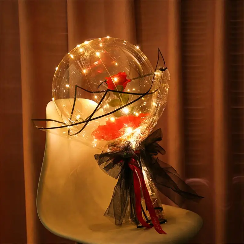 

2023 Valentine's Day LED Rose Bobo Ball Luminous Net Red Bouquet Balloon Bobo Ball Christmas Valentine's Day Gift Ballons Tools