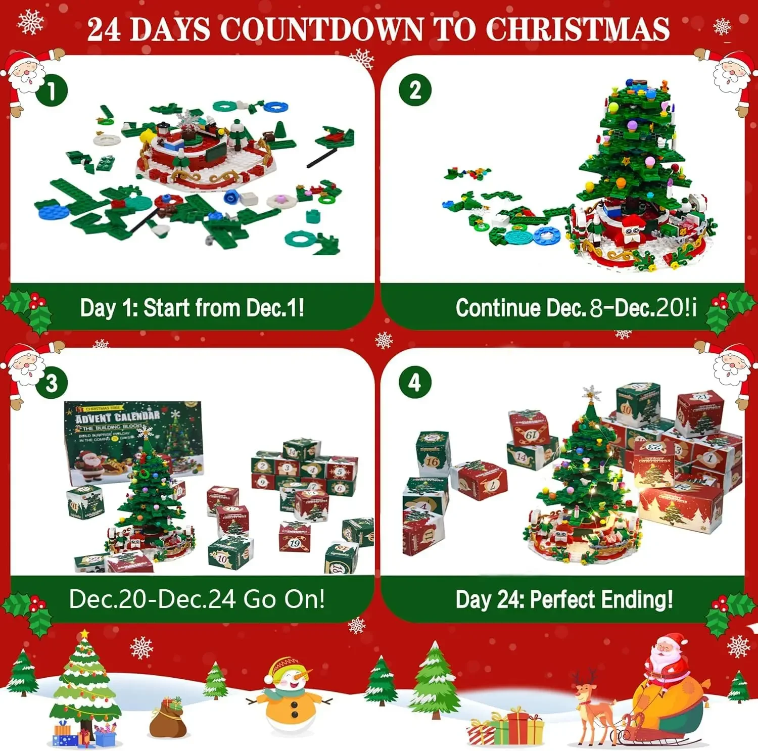 Адвент-календарь на 2024 год набор для строительства рождественской елки со