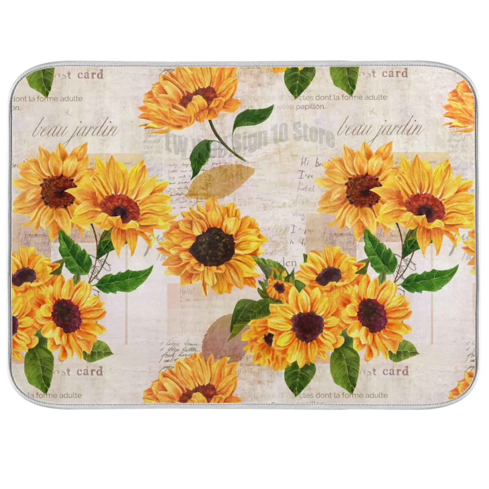 

Home Kitchen Placemat Sunflower Print Microfiber Drying Dish Mat Non-slip Absorbent Heat Resistant Mat Tableware Pad Dish Mat