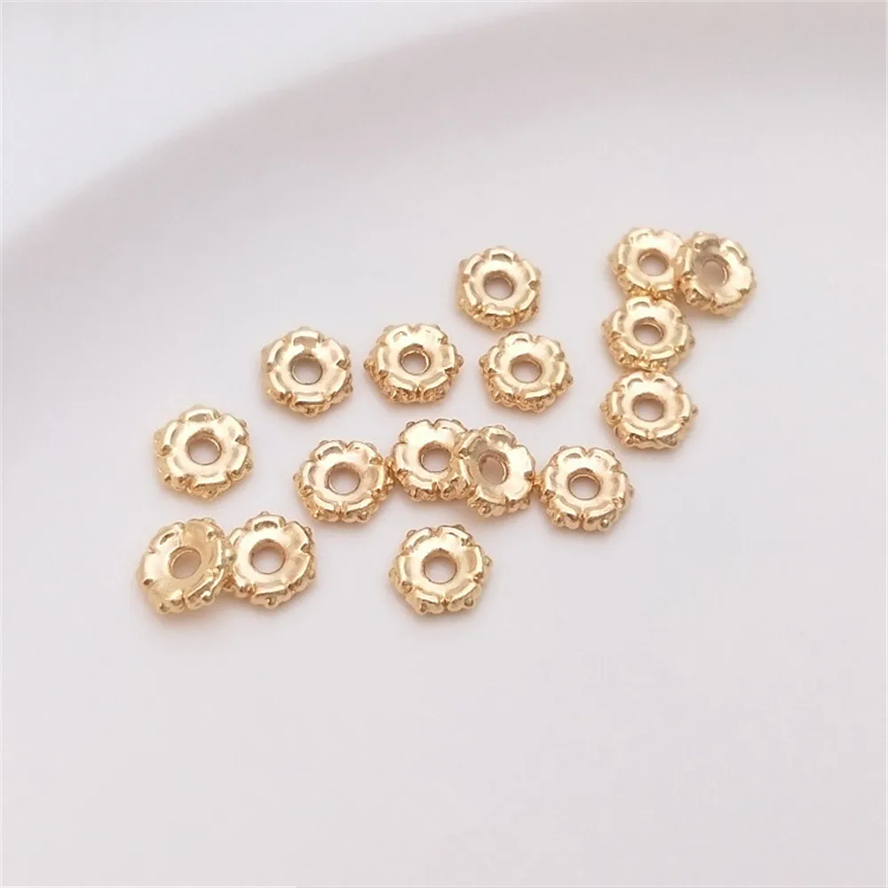 

14K Gold Filled Plated Receptor-type hexagonal divider scattered beads handmade bracelet jewelry beads DIY hand string material