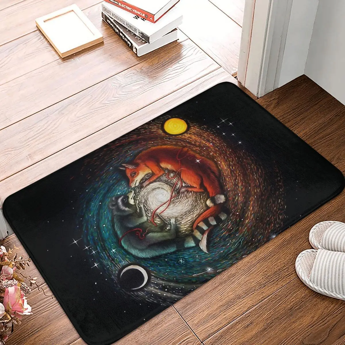 

Коврик для ванной с изображением космических животных, лиса, енота, Придверный коврик, ковер для гостиной, коврик для входной двери, украшение для дома