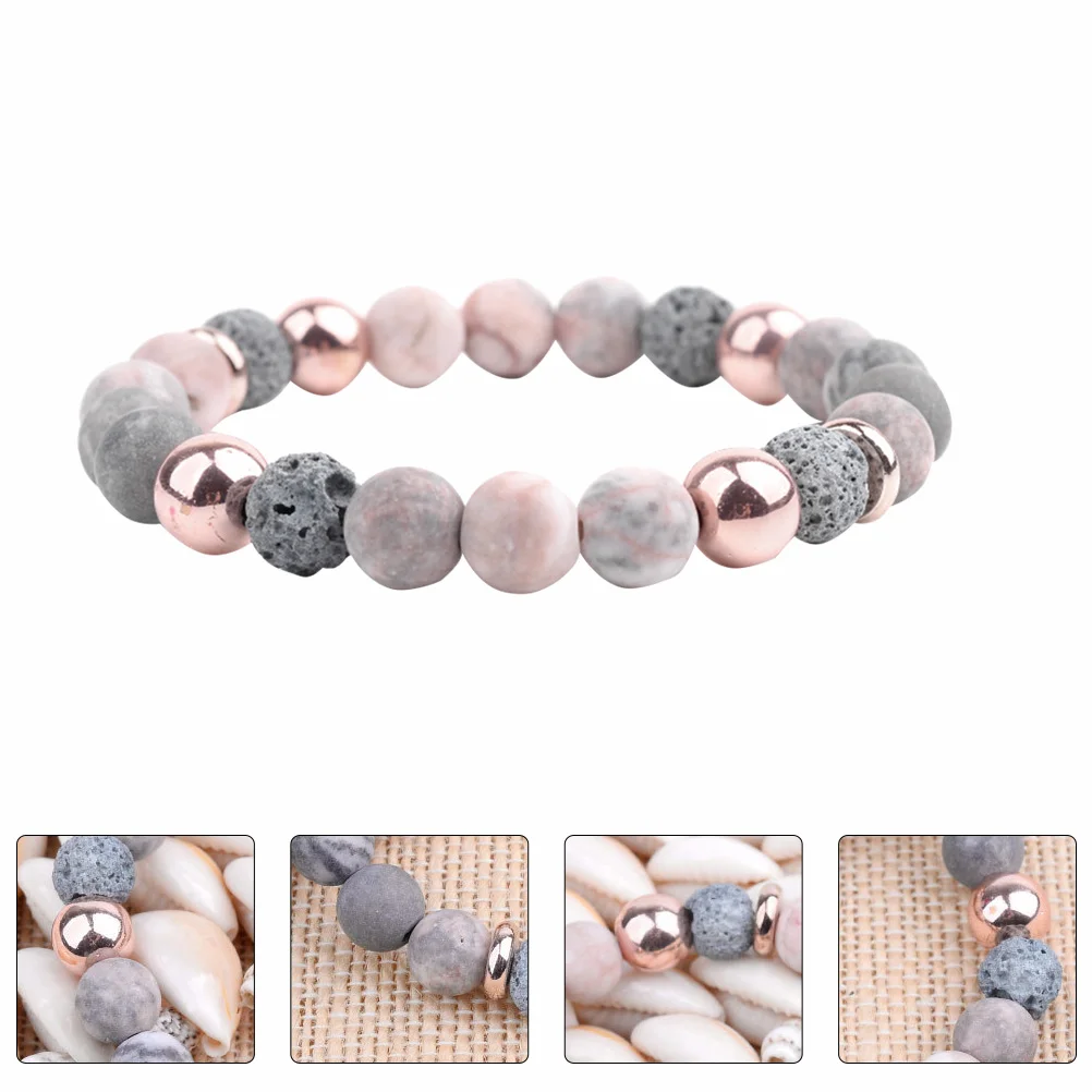 

1PC Fashion Volcanic Stone Bangle Natural Stone Beads Wrist Chain for Girl Yoga