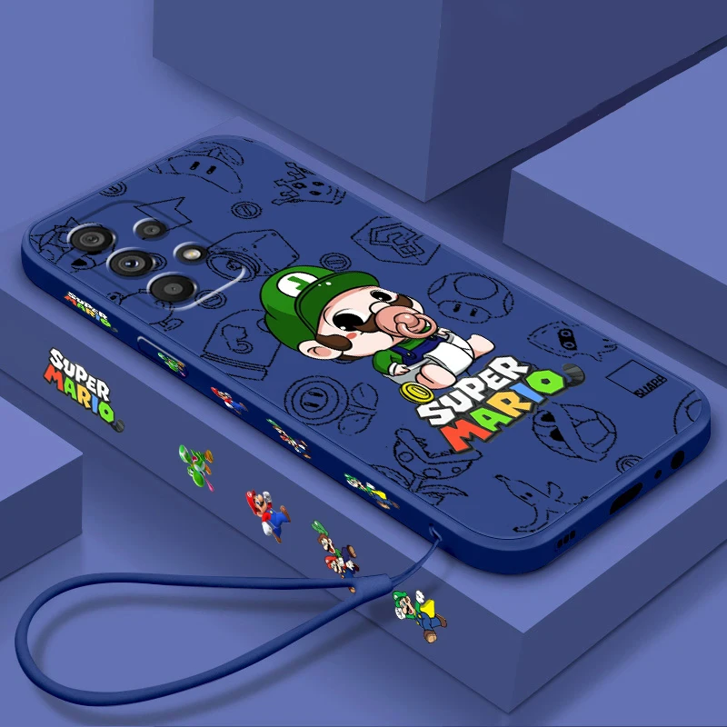 

Luxury Cute Art Super Mario Liquid Left Rope For Samsung Note 20 10 A54 A31 A14 A03 A22 A34 A04 A24 Ultra Plus 5G Phone Case