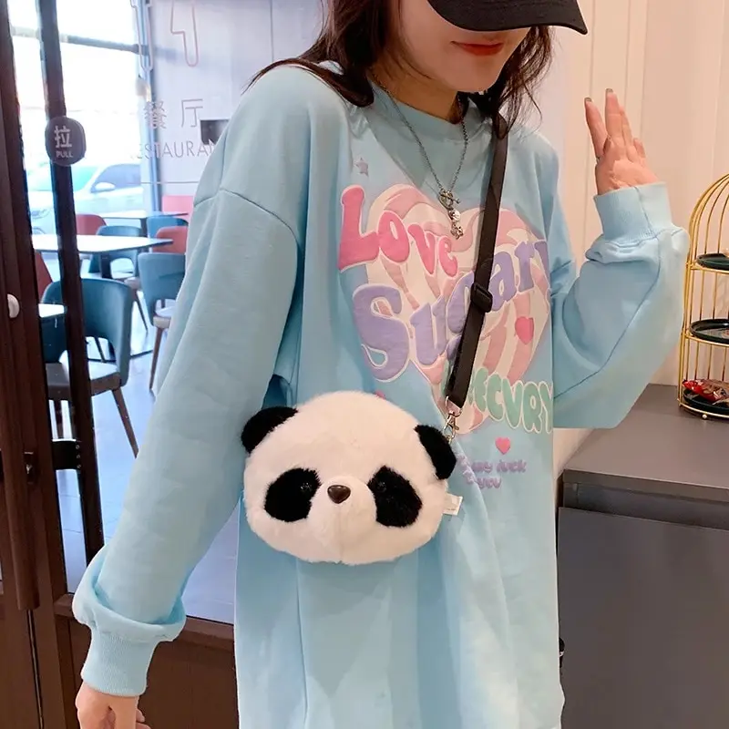 

Panda Backpack One shoulder crossbody purse Cartoon stuffed doll animal toy kids birthday gift