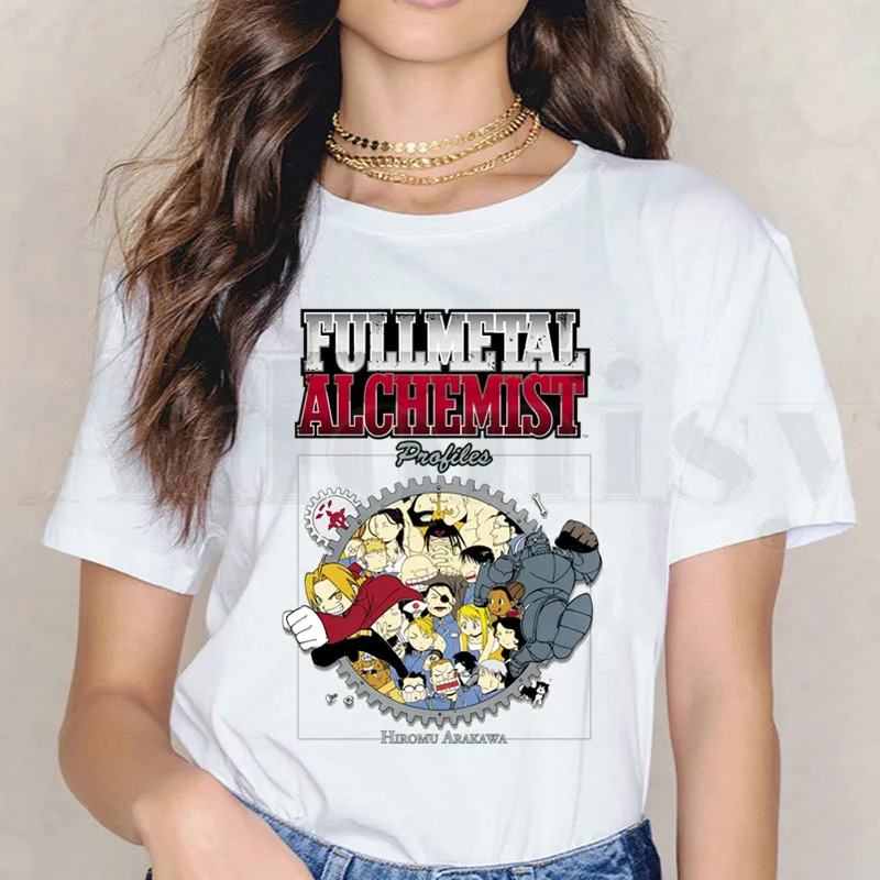 

Fullmetal Alchemist Graphic Harajuku Brothers Short Sleeve Female Tops Tees Harajuku VintageT Shirts Women's T-shirt