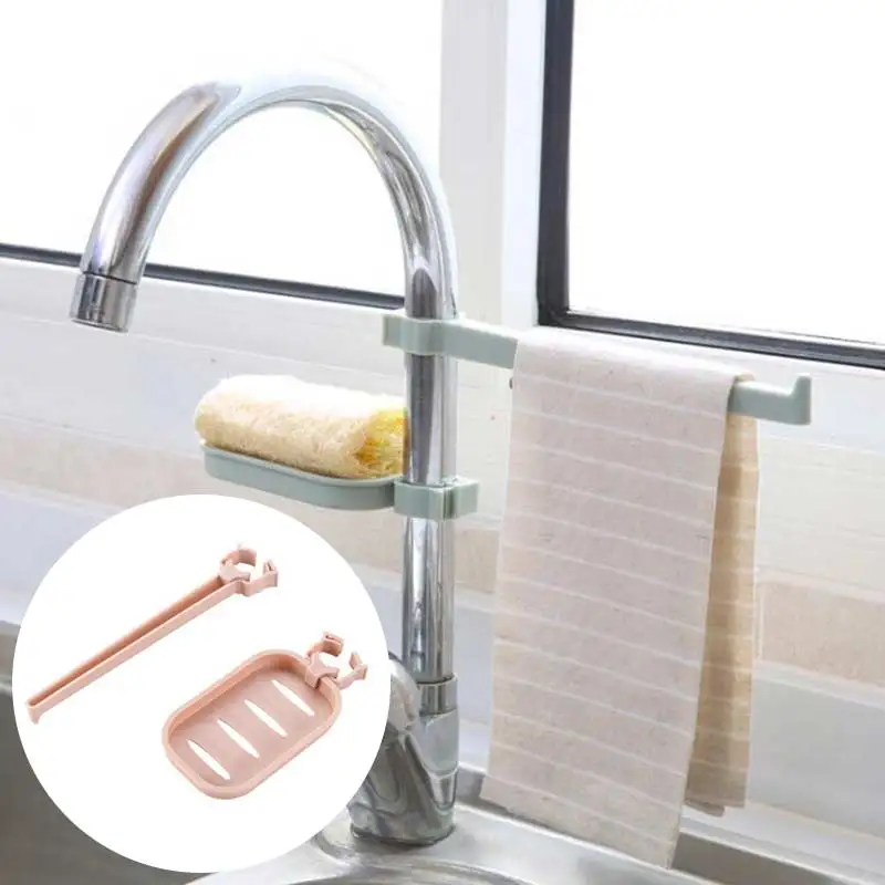 

Sink Hanging Storage Rack Storage Holder Sponge Bathroom Kitchen Faucet Clip Dish Cloth Clip Shelf Drain Dry Towel Organizer