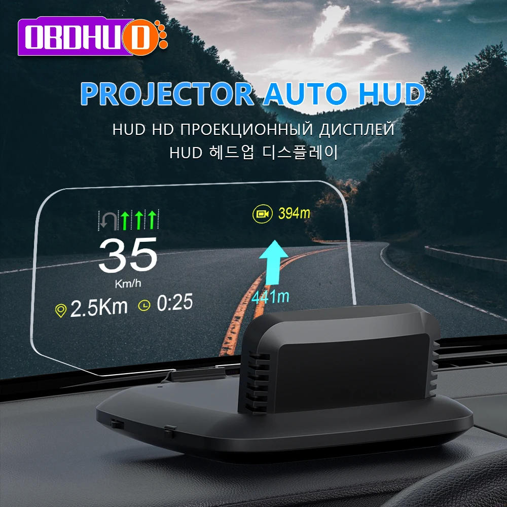 

OBDHUD C1 OBD2 GPS HUD Dual System Digital Speed Mileage Meter Universal Navigation Projector Car Auto Alarm Head Up Display