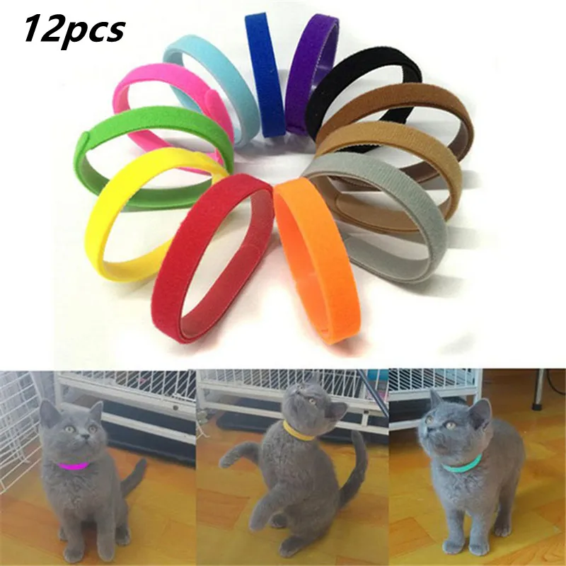 

12 Pcs/Set Puppy Newborn Pets Identify Collars Adjustable Nylon Small Pet Dog Collars Kitten Necklace ID Puppy Collars
