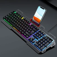 rgb wired gaming keyboard metal panel gaming keyboard 104 key mechanical feel keyboard for laptop desktop pc gamer