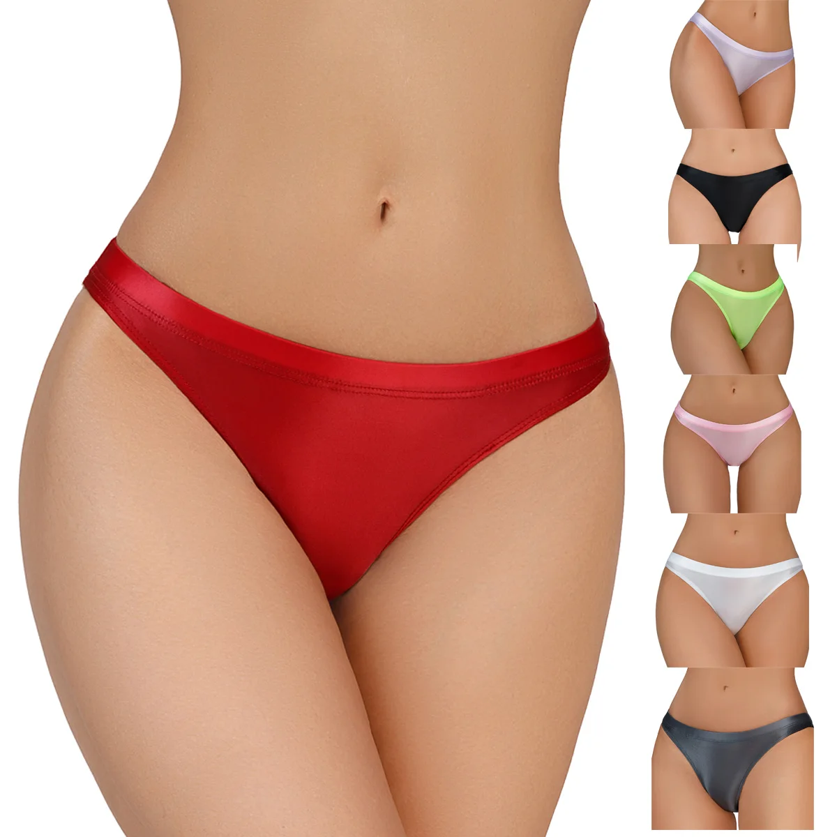 

Women Underwear Sexy Lingerie Low Waist Women Briefs Thongs Glossy Satin Shiny Smooth Silky Women's Knickers Solid Color Panties