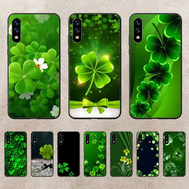 

Four Leaf Clover Lucky Green Plant Phone Case For Huawei G7 G8 P7 P8 P9 P10 P20 P30 Lite Mini Pro P Smart Plus Cove Fundas