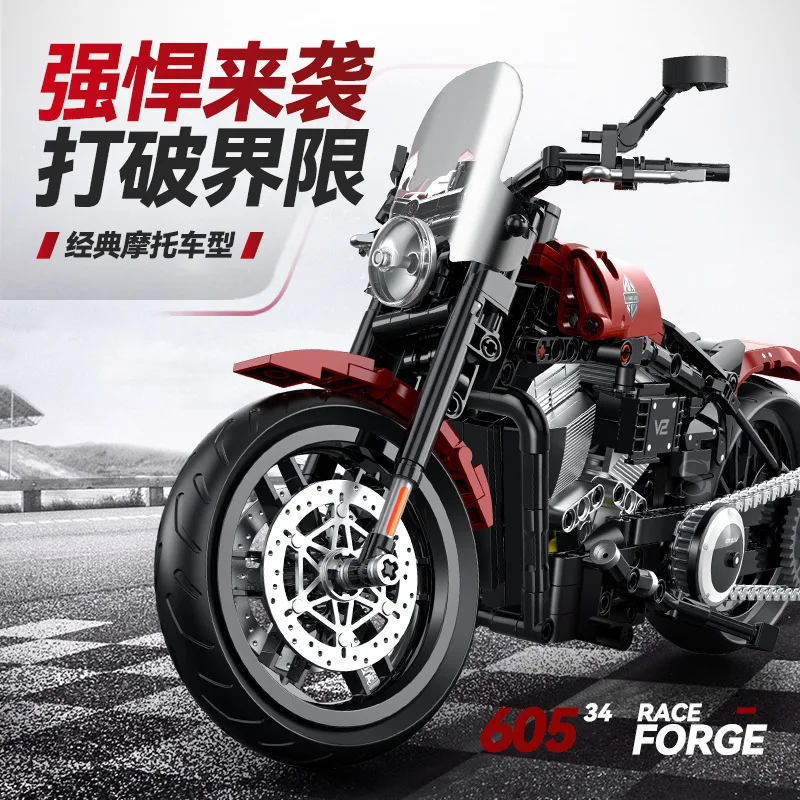 В НАЛИЧИИ MOC Технический 1:8 Мотоцикл Softail Тонкий Строительные Блоки Модель