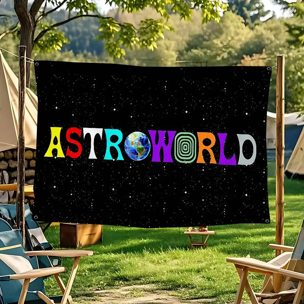 Фото Баннер с принтом Трэвиса Скотта Astroworld: большой флаг для декора комнаты в стиле научной фантастики, украшение для дома №4