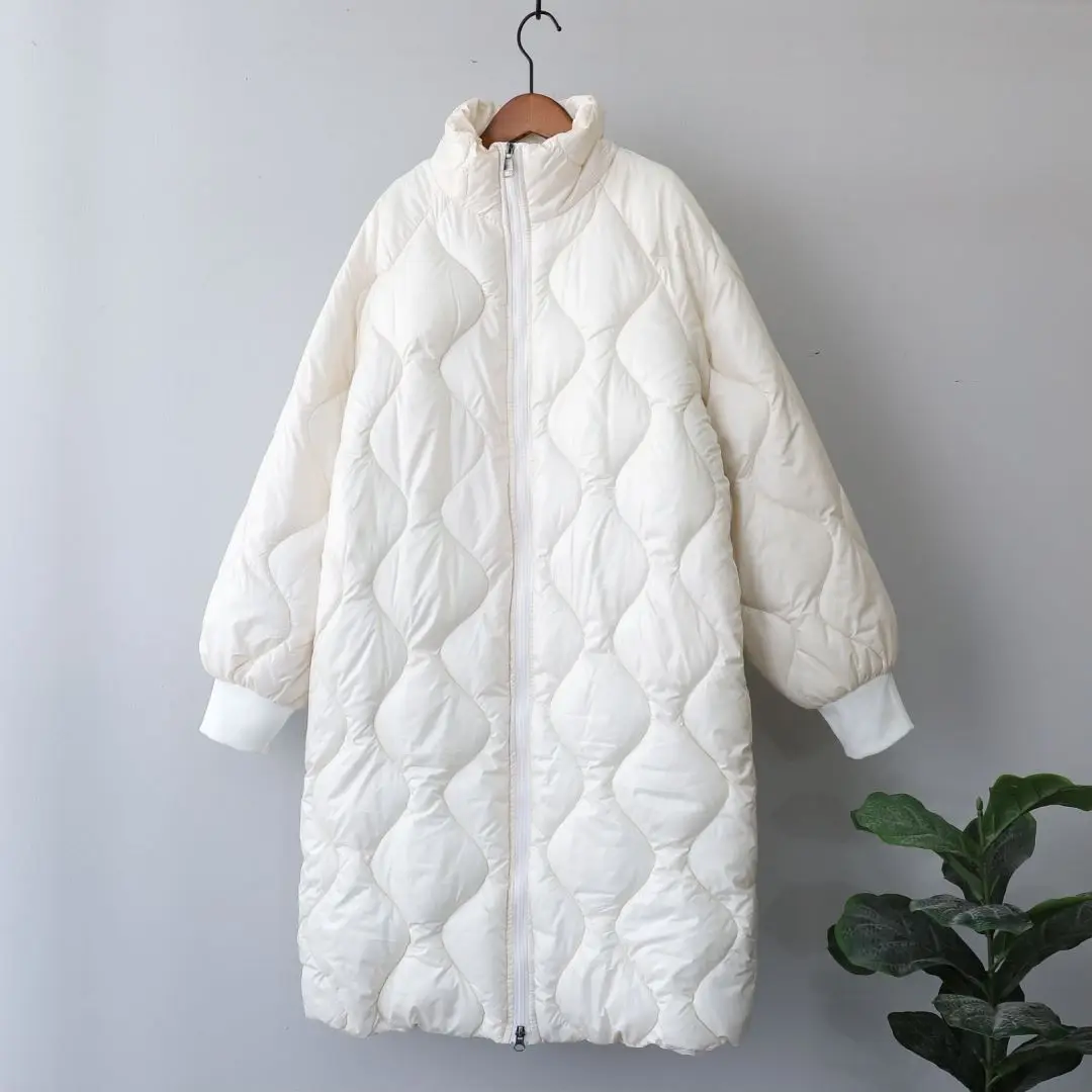Woman Parkas Clothing for Women Jacket Beige Black Cotton Casual Warm 2023 Fashion Winter Bubble Warm Coat Zipper Up Long Coat