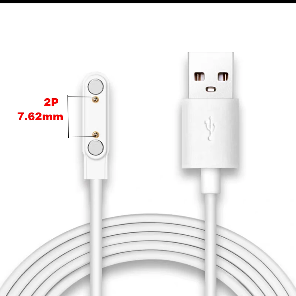 

1PC Smart Watch or Smart Wristbands Charging Line Cable Magnet Suction 2-pin 7.62mm USB Interface Emergency Backup Chargers