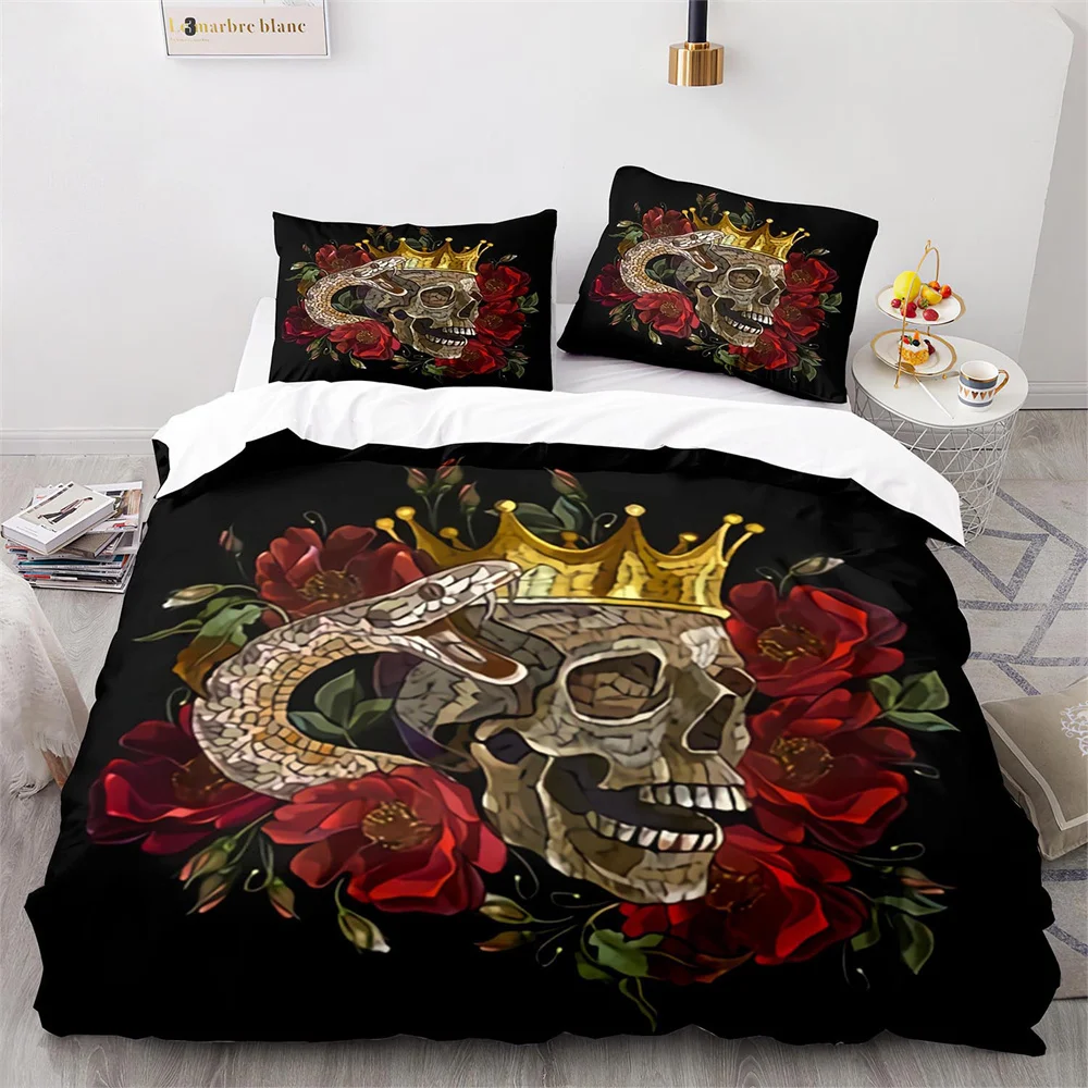 

Комплект пододеяльников с рисунком черепа, покрывало в готическом стиле с рисунком скелета и костей, украшение для комнаты, покрывало из по...