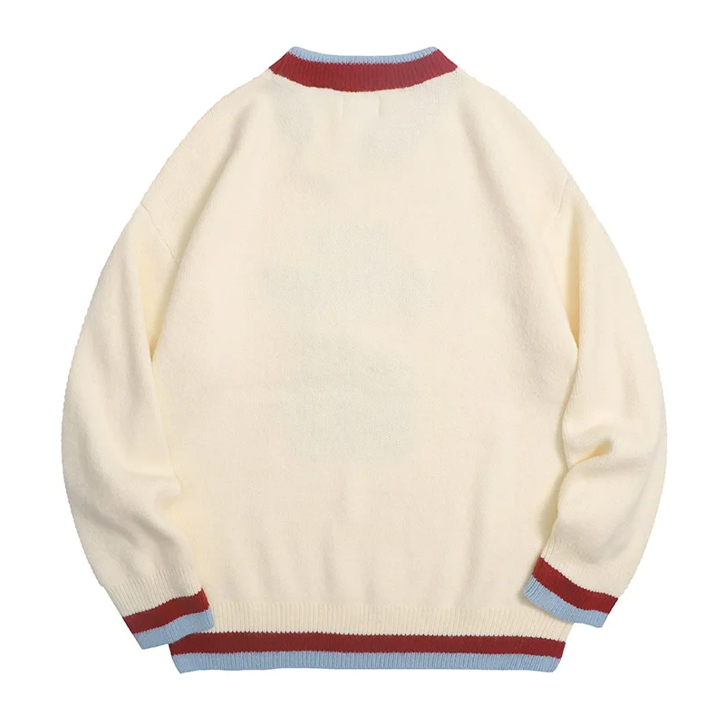 Cute Bear Sweater Autumn Vintage Japanese Harajuku Vintage  Mens Loose Knitted Y2K Women Hip Hop Streetwear Knitwear