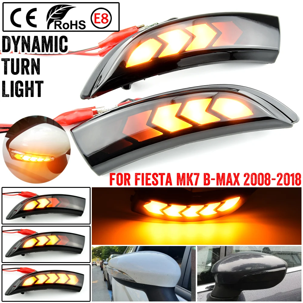 

2pcs Dynamic LED Turn Signal Light Flowing Side Wing Rearview Mirror Indicator For Ford Fiesta Mk7 2008-2017 for Ford B-Max