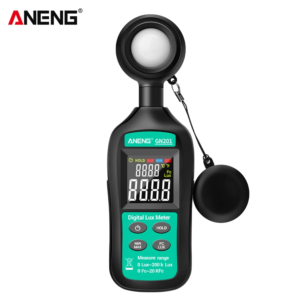 

ANENG GN201 Luxmeter Digital Light Meter 200K Lux Meter Photometer uv Meter UV Radiometer Handheld Illuminometer Photometer