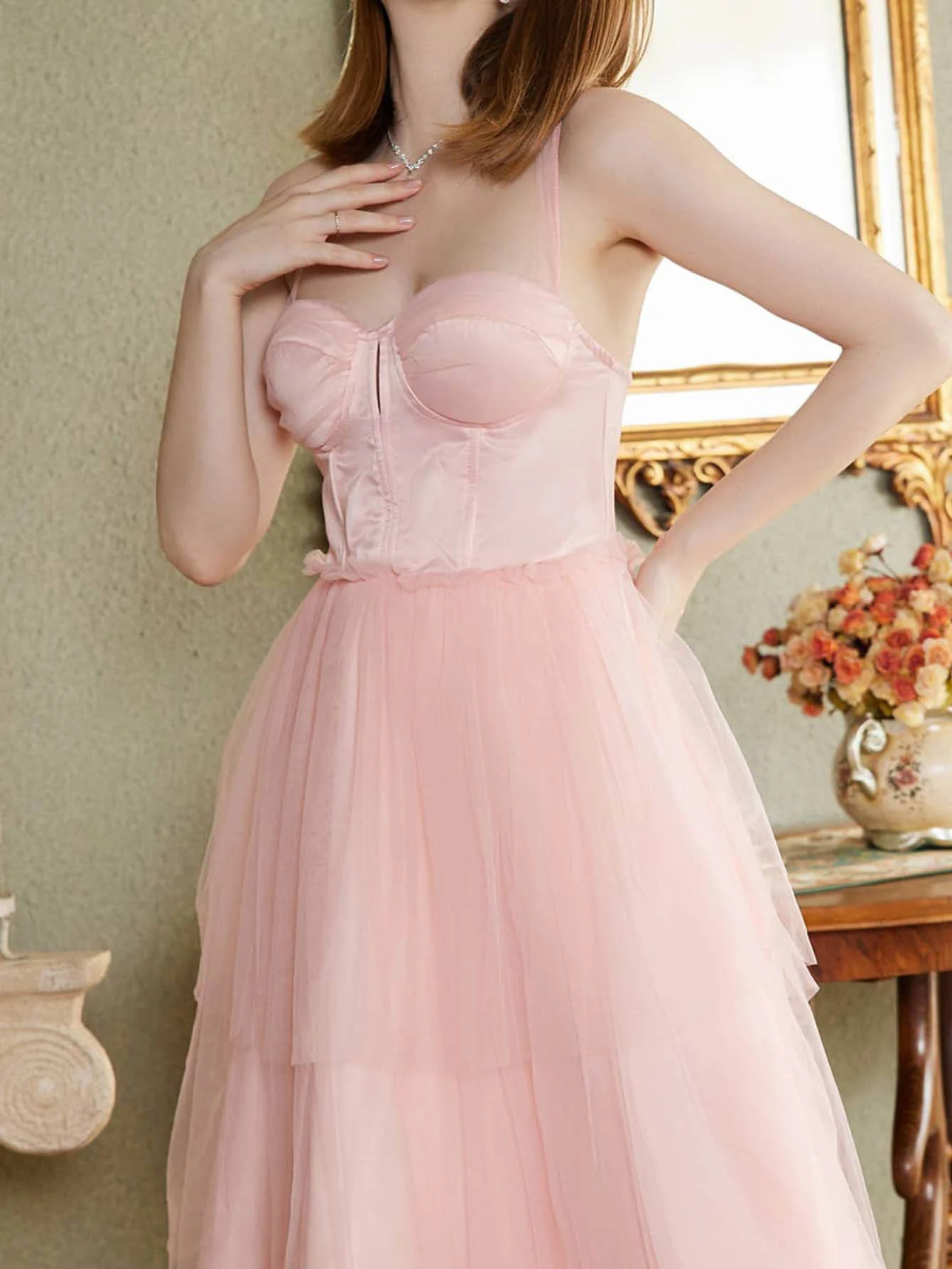 

Casual elegant slim sexy dress,Dress New Lace up Mesh Wedding Dress Wedding Bridesmaid Dress Sleeveless Mid Dress2023