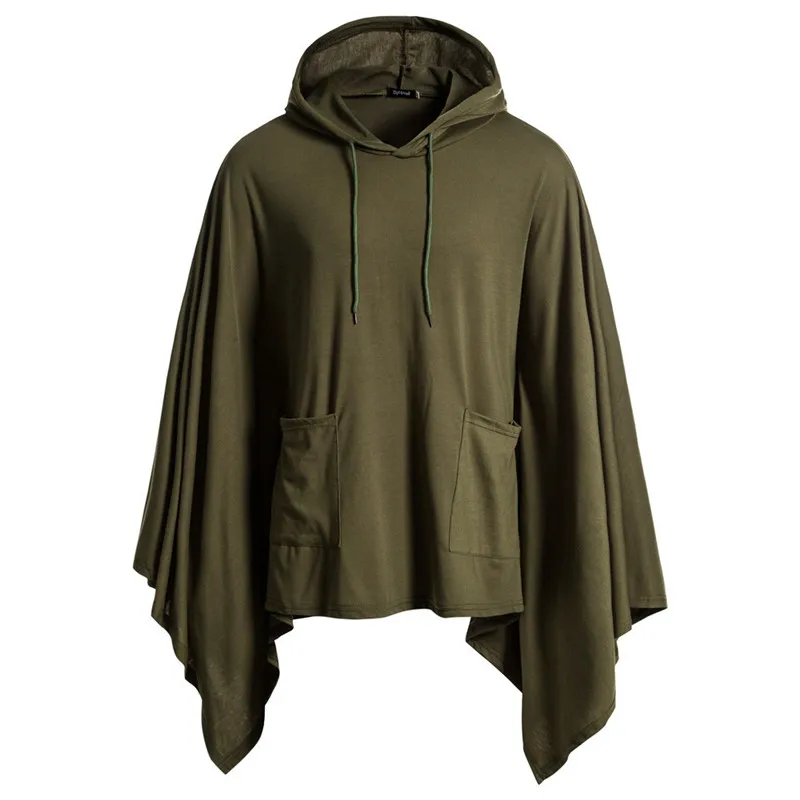 

Mens Hooded Loose Poncho Cape Cloak Hip Hop Streetwear Hoody Sweatshirt Men Fashion Coat Hoodie Pullover with Pocket Moletom 3XL