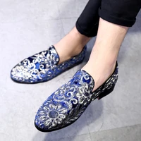 mens glitter shoes brand party shoes for men loafers embroidery wedding shoes men formal sepatu slip on pria zapatos oxford homb