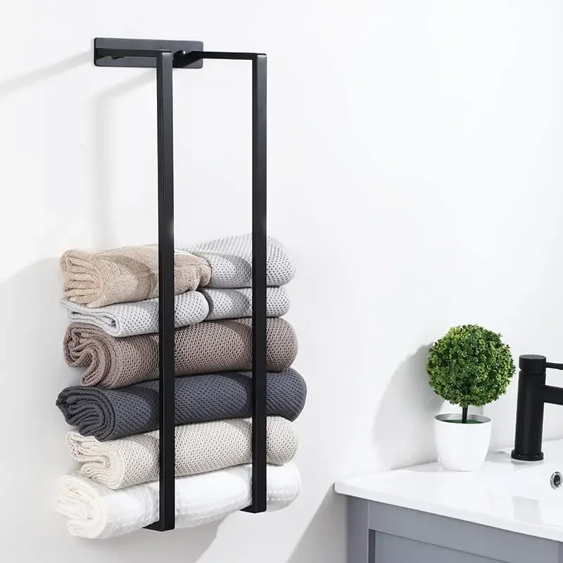

Stainless Steel Black Towel Rod Bathroom Wall Mountable Towel Bath Towel Storage Rack Vertical Towel Storage Rack