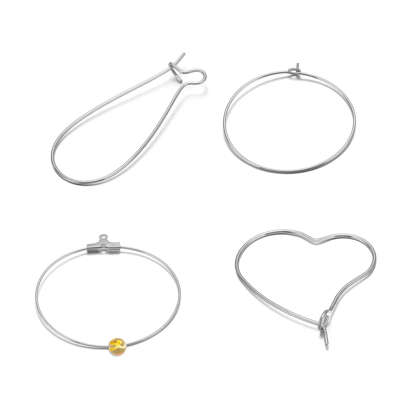 

20pcs Stainless Steel Heart Round Metal Ear Wire Earring Hook Loop Hoops Earrings Clasp For DIY Earrings Jewelry Making Findings