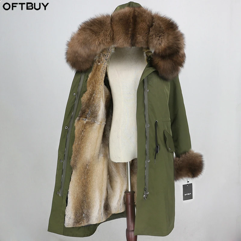

OFTBUY X-long Parka Waterproof Coat Real Fur Winter Jacket Women Natural Fox Fur Collar Hood Cuffs Real Rabbit Fur Liner Casual