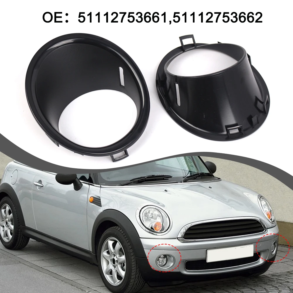 

1Pair Car Front Fog Light Lamp Black Trim Ring Cover For Mini For Cooper R55 R56 R57 51112753661 51112753662