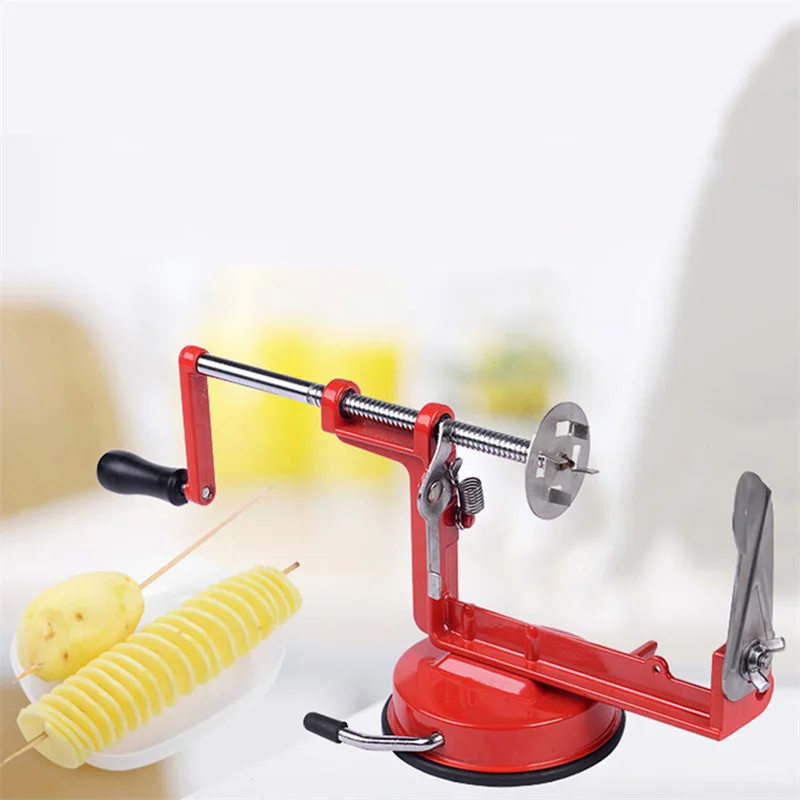 

Slice Tools Twisted Potato Apple Slicer Vegetable Spiralizer Stainless Steel Manual Spiral French Fry Cutter Cooking Tools Red