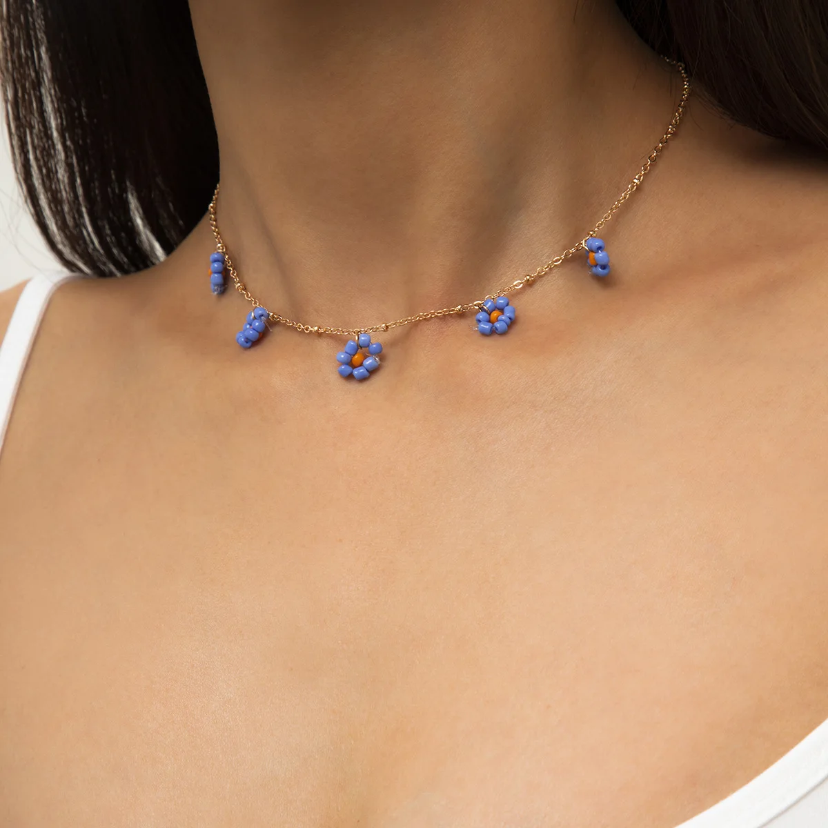 

Европейская и американская бижутерия, ретро, этнический стиль, ожерелье с цветами, индивидуальное простое модное ожерелье для женщин