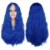 synthetic wave wig hair long curly royal blue wig for wome high temperature fiber cosplay wig