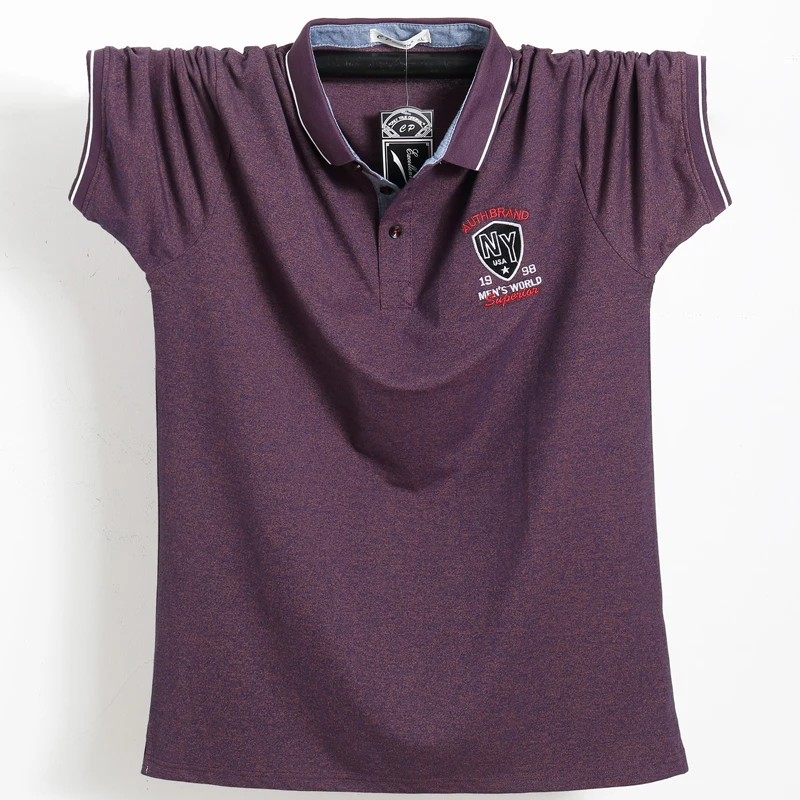

Purple Men Polo Shirt Top Business Office Men Camisa Masculina Cotton Badge Polo Shirt Plus Size 5XL Summer Casual Tee Shirts