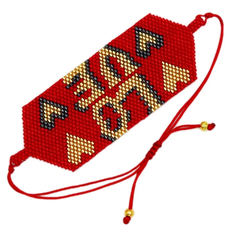 Браслет из рисовых бусин Сердце Оригинальность Богемия ЛЮБОВЬ Ручное вязание