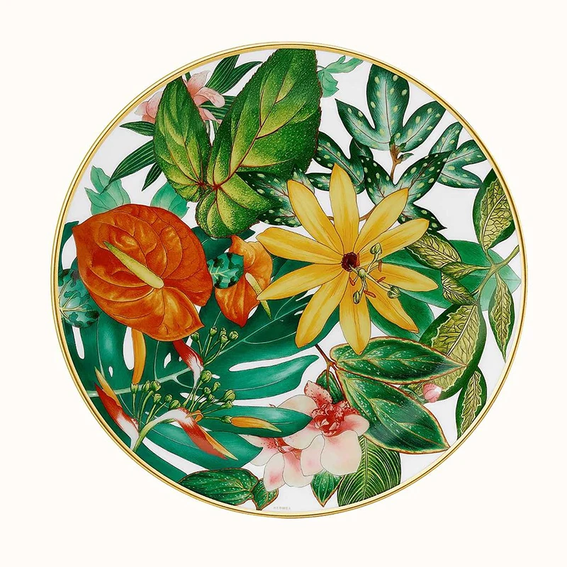

Western Bone China Round Plate Creative Forest Dessert Series Set Leaves, flowers, Restaurant and Home Use Coffee Set And Bowl