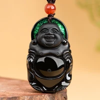 hot selling natural handcarve jade moyu maitreya buddha necklace pendant fashion jewelry accessories men women luck gifts