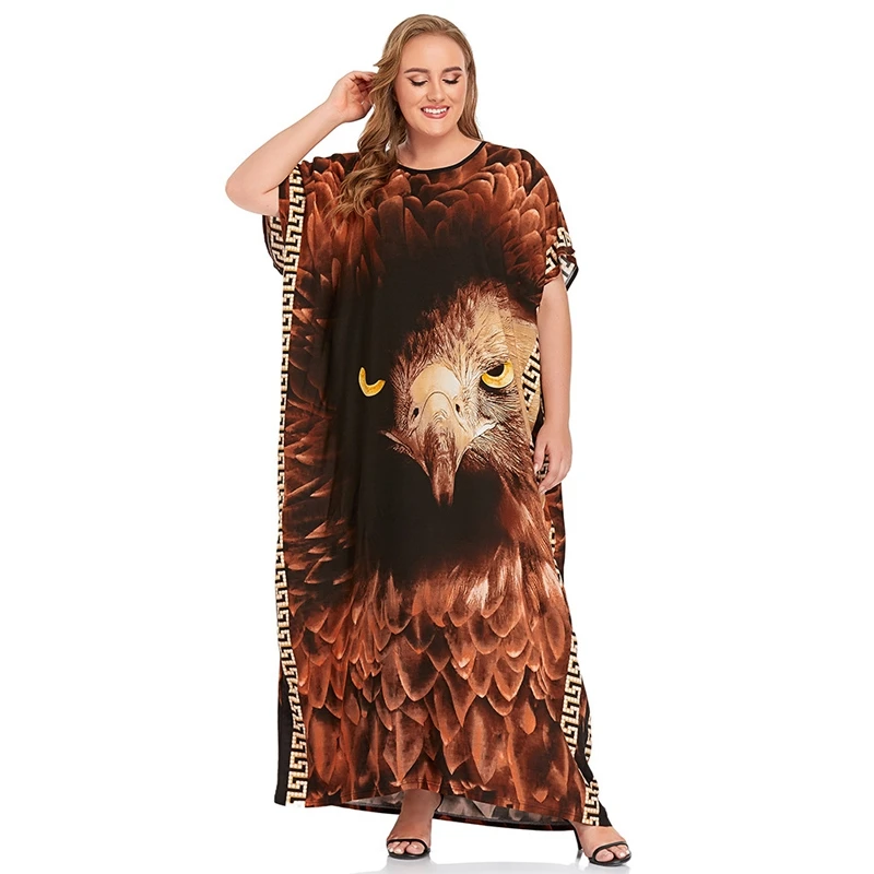 Кафтан с трехмерным 3D принтом тигра арабское стильное роскошное платье макси