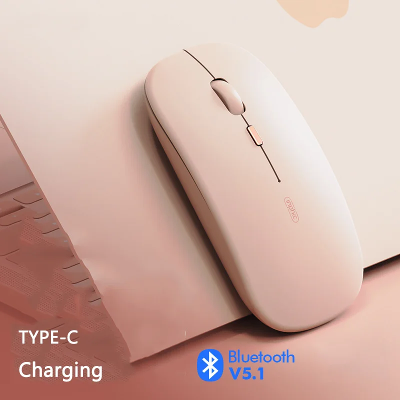 

Pink Bluetooth Wireless Mouse Rechargeable Silent Girl Gamer Mice Slim Type-C Gaming Mouse For Laptop PC Computer Office Gift